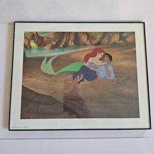 Disney Little Mermaid Lithograph In Black Frame 11"X14" Ariel and Eric